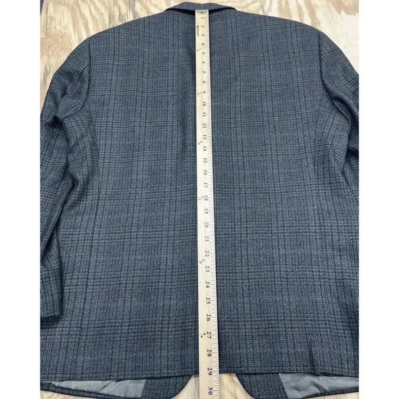 Andrew Fezza Plaid 3 Button Sport Coat Blazer Mens 40S Brown Lambswool - Picture 14 of 15